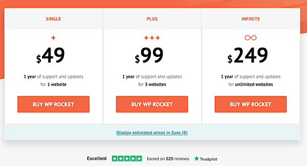 wp rocket review pricing